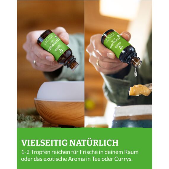 Heldengrün® BIO Lemongras Öl [100% NATURREIN] Erfrischend & Anregend - Echtes Zitronengrasöl - Duftöl Lemongras - Ätherische Öle für Aromatherapie - 3 x 30 ml