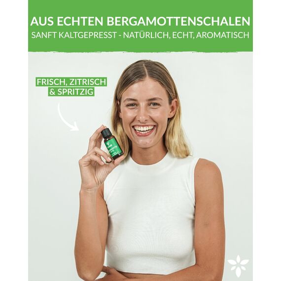 Heldengrün® BIO Bergamotte Öl [100% NATURREIN] Kaltgepresst aus echten Bergamotten - Reines Bergamotte Öl zum Verzehr - Bergamotte Atherisches Öl - Bergamot Oil - 2 x 30 ml