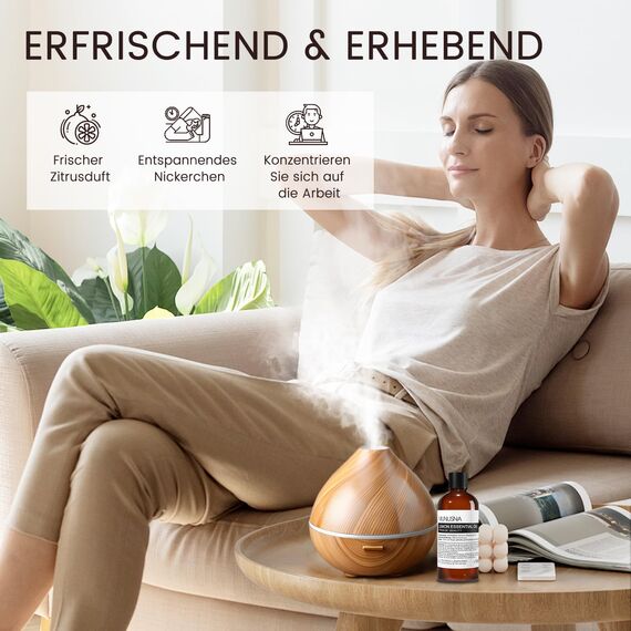 Zitronenöl 100ML, MUNUSNA Ätherisches Öl Zitrone für Frische Luft, Ätherische Öle für Diffuser Naturrein Rein, Aroma Zitrone Öl Duftöl für DIY Kerzen, Seife, Lemon Oil