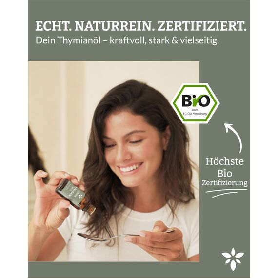 Heldengrün® BIO Thymianöl [100% NATURREIN] Zertifiziertes Lebensmittel zum Einnehmen - Thymian Öl aus Griechenland - Ätherische Öle Thymian, Tyhme Oil