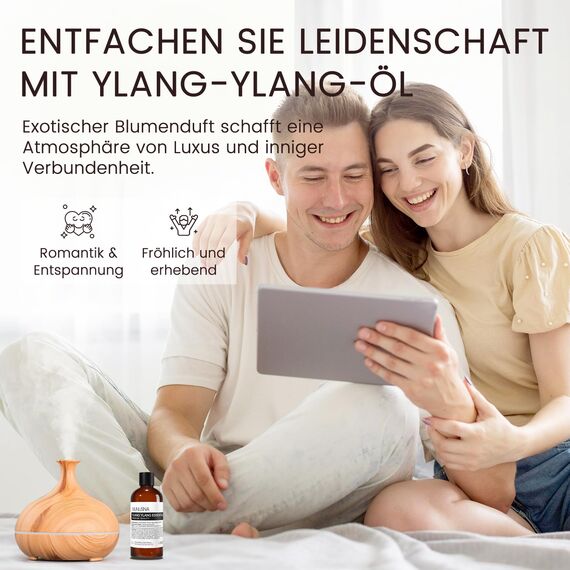 Ylang Ylang Ätherisches Öl 100ML, MUNUSNA Ätherische Öle Rein Naturrein für Diffuser, Haaröl zur Pflege von geschmeidigem Haar, Duftöl für DIY Seifen, Kerzen, Ylang Ylang Oil