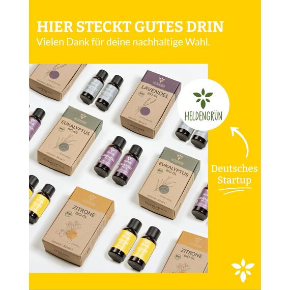 Heldengrün® BIO Zitronenöl - 100% Naturrein, kaltgepresst aus Echten Zitronen - Ätherisches Lemon Oil 3x30ml