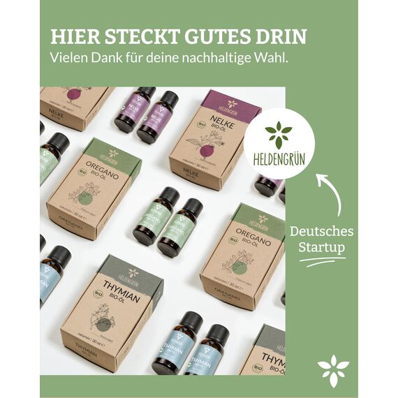 Heldengrün® BIO Oregano Öl - Zertifiziertes Lebensmittel zum Einnehmen - Oreganoöl Bio aus Griechenland - 2 x 30 ml