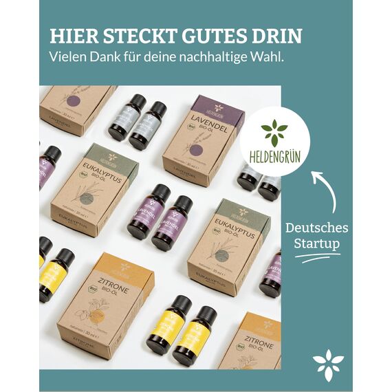 Heldengrün® BIO Pfefferminzöl [100% NATURREIN] - Reines Pfefferminzöl zum Verzehr - Frisch, belebend & klar - Minzöl aus Griechenland - Peppermint Oil