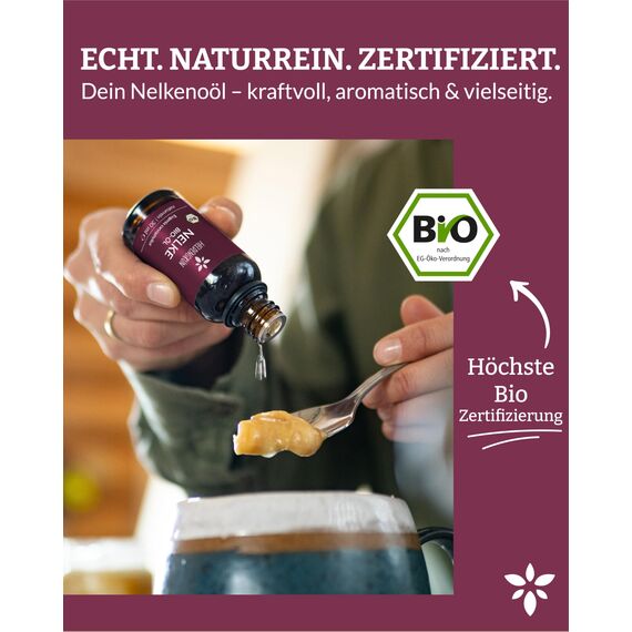 Heldengrün® BIO Nelkenöl [100% NATURREIN] Nelkenöl zum Einnhemen - Echtes Gewürznelkenöl - Ätherisches Nelkenöl Zahnschmerzen - Clove Oil