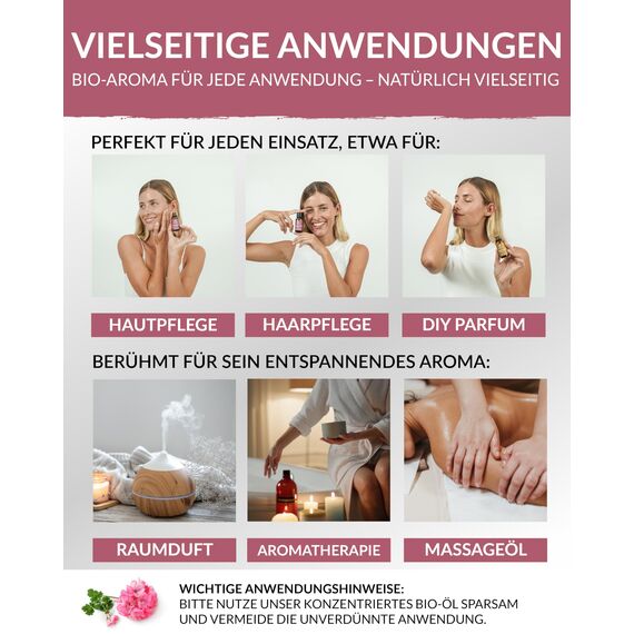 Heldengrün® BIO Rosengeranienöl [100% NATURREIN] - Echter Rosenduft - Blumig & elegant - Geranienöl Bio - Ätherisches Öl Bio - Rosenöl Geranium - 2 x 30 ml
