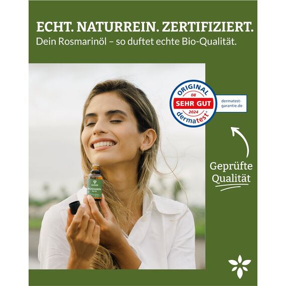 Heldengrün® BIO Rosmarinöl [HOCHDOSIERT] Natürlicher Haar-Booster - 100% naturreines Rosmarin Öl für Haare & Kopfhaut - Ätherisches Rosmarinöl Haare