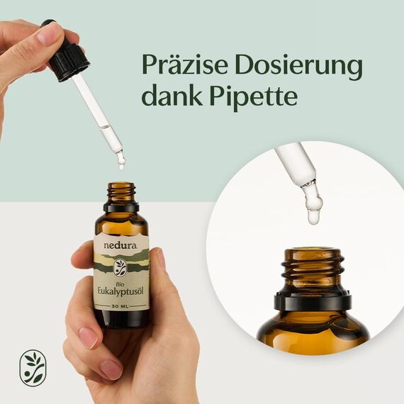 nedura® BIO Eukalyptusöl [100% NATURREIN] - Hochdosiertes Ätherisches Eucalyptus Oil - Frisch & belebend - für Aromatherapie, Duftlampe, Diffusoren, Raumduft - Eucalyptus Oil - 30 ml