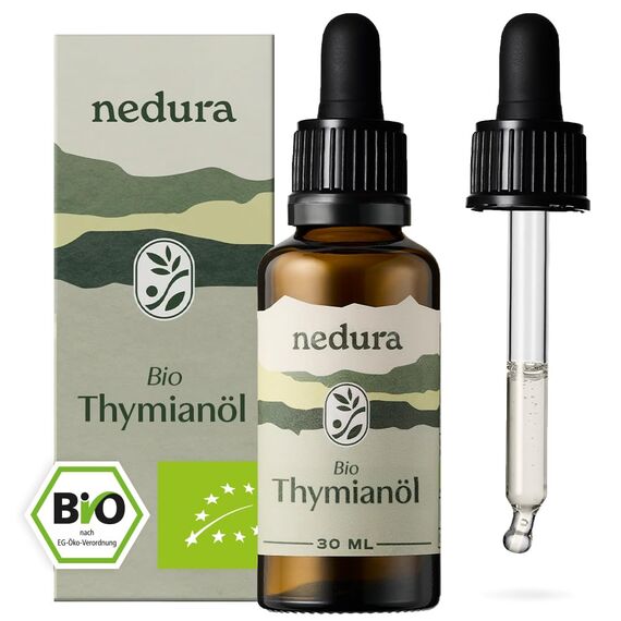 nedura® BIO Thymianöl [100% NATURREIN] In Lebensmittelqualität für die Einnahme - Thymian-Öl bio - Ätherische Öle Würzig-Intensiv - 30ml