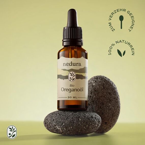nedura® BIO Oregano Öl [100% NATURREIN] +82% Carvacrol - Oregano Oil in Lebensmittelqualität - Vielseitiges Ätherisches Öl Hochdosiert - Oreganoöl Bio aus Griechenland - 30ml