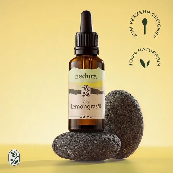 nedura® BIO Lemongras Öl [100% NATURREIN] - Belebend & Erfrischend - Echtes Zitronengrasöl - Ätherisches Öl für Aromatherapie, Diffusoren & Duftkerzen - 30ml