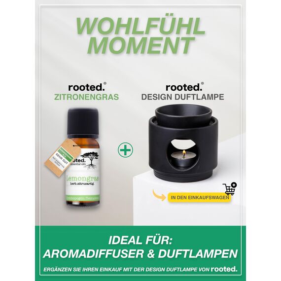 rooted.® BIO Zitronengrasöl 10ml [100% NATURREIN] - Echtes Lemongras - Ätherisches Öl für Aromatherapie, Duftlampe, Diffusoren, Raumduft, Duftkerzen und -Seifen