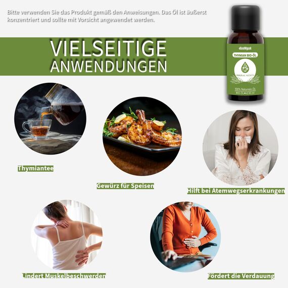 DasXgut - BIO Thymianöl 30 ml [100% NATURREIN] Zertifiziertes Lebensmittel zum Einnehmen - aus Griechenland - Ätherische Öle Thymian - Tyhme Oil E5004118 BG-BIO-02