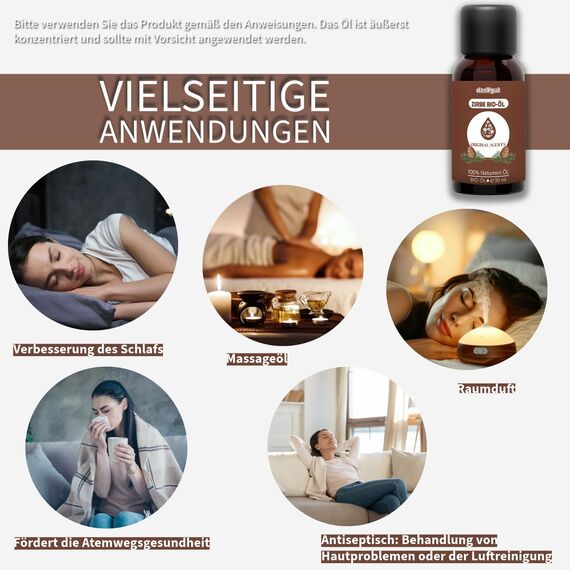 DasXgut - BIO Zirbenöl 30 ml [100% NATURREIN] - Echtes Zirben Öl Ätherisches Öl für Diffusor E5004121 BG-BIO-02