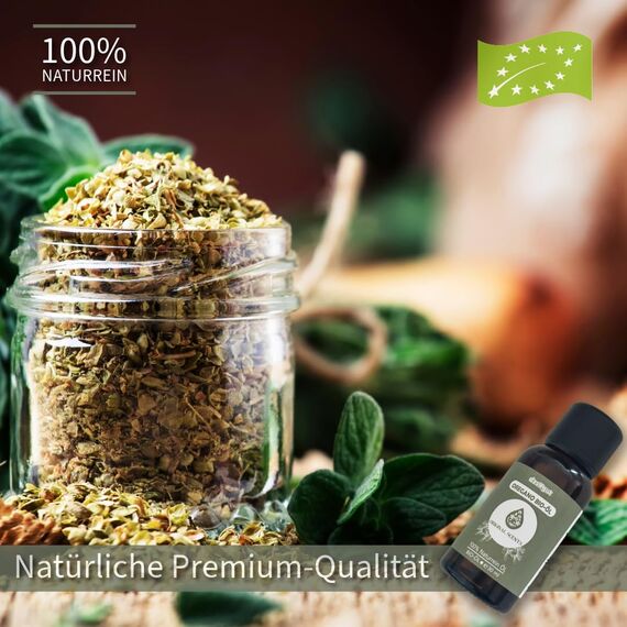 DasXgut - Bio Oregano Öl 30 ml – mit +82% Carvacrol – 100% reines – Hochdosiertes ätherisches Öl aus Griechenland – Zertifiziertes Lebensmittel (100% natürlich) E5004114 BG-BIO-02
