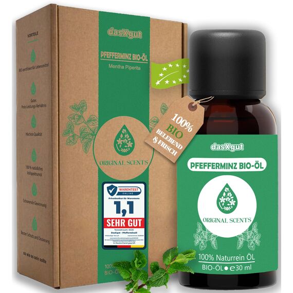 DasXgut – Pfefferminzöl 30 ml – BIO zertifiziert zum Verzehr – Reines öl aus Griechenland – ätherische Öle – Duftöl Diffuser – Zertifiziertes Lebensmittel [100% NATURREIN] E5004113 BG-BIO-02