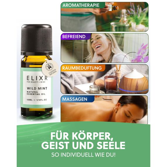 ELIXR – Japanisches Minzöl zur Raumbeduftung, für Aromatherapie & als Massageöl – 100% naturreines ätherisches Öl aus Japanischer Minze – zertifizierte Naturkosmetik aus Deutschland (10ml)