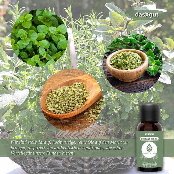 DasXgut - Bio Oregano Öl 30 ml – mit +82% Carvacrol – 100% reines – Hochdosiertes ätherisches Öl aus Griechenland – Zertifiziertes Lebensmittel (100% natürlich) E5004114 BG-BIO-02