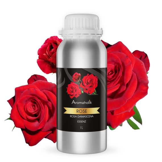 Premium reines natürliches Rosenöl – 100 % pures ätherisches Öl, BIO, organisch – zur Herstellung ätherischer Öle, Kerzen, Seifen, DIY – Rose Essence 1L, Aromaholik