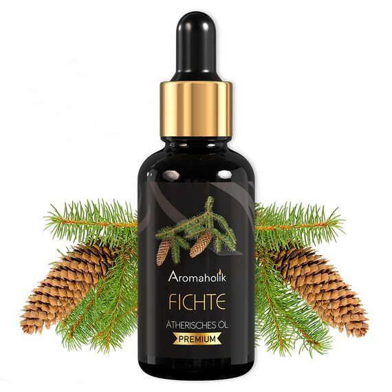 Aromaholik Fichtennadelöl BIO 100% naturrein – Ätherische Öle für Diffuser & Aroma Diffuser – Zertifiziertes ätherisches Öl aus Indien – Spruce Essential Oils 30ml für Sauna & Massage