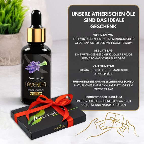 Premium reines natürliches Lavendelöl – 100 % pures ätherisches Öl, BIO, organisch – zur Herstellung ätherischer Öle, Kerzen, Seifen, DIY – Lavender Essence 1L, Aromaholik