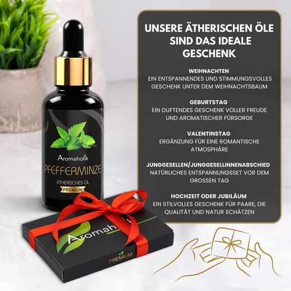 Premium reines natürliches Pfefferminzöl – 100 % pures ätherisches Öl, BIO, organisch – zur Herstellung ätherischer Öle, Kerzen, Seifen, DIY – Peppermint Essence 1L, Aromaholik