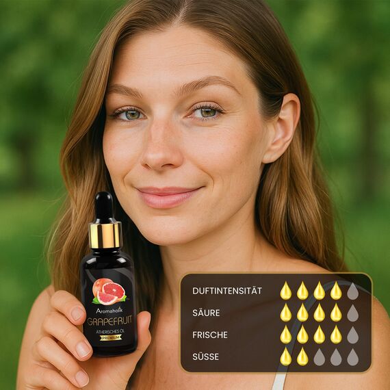 Aromaholik Grapefruitöl BIO 100% naturrein – Ätherische Öle für Diffuser & Aroma Diffuser – Zertifiziertes ätherisches Öl aus Indien – Grapefruit Essential Oils 30ml für Sauna & Massage