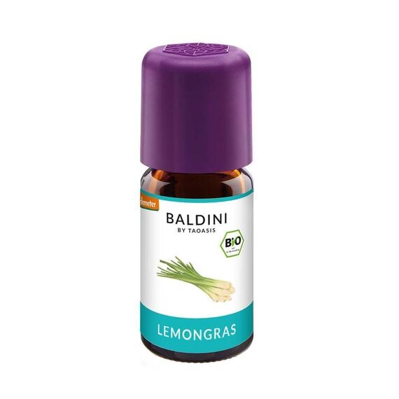 Baldini Bio Lemongrasöl 5ml - 100% Naturreines Ätherisches Öl - Lebensmittelqualität - Vegan - für Speisen, Getränke & Aroma Diffuser - aus Indien