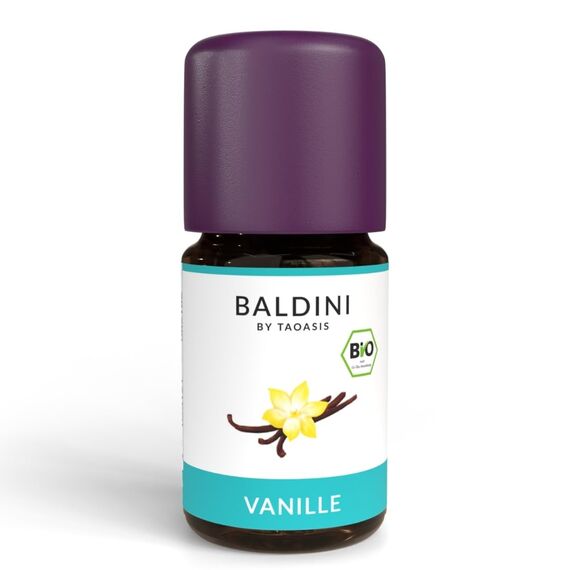 Baldini Bio Vanilleextrakt 5ml - 100% Naturreines Ätherisches Öl - Lebensmittelqualität - Vegan - für Speisen, Getränke, Aroma Diffuser - aus Madagascar