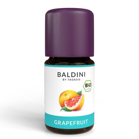 Baldini Bio Grapefruit 5ml - 100% Naturreines Ätherisches Öl - Lebensmittelqualität - Vegan - für Speisen, Getränke & Aroma Diffuser - aus Mexico