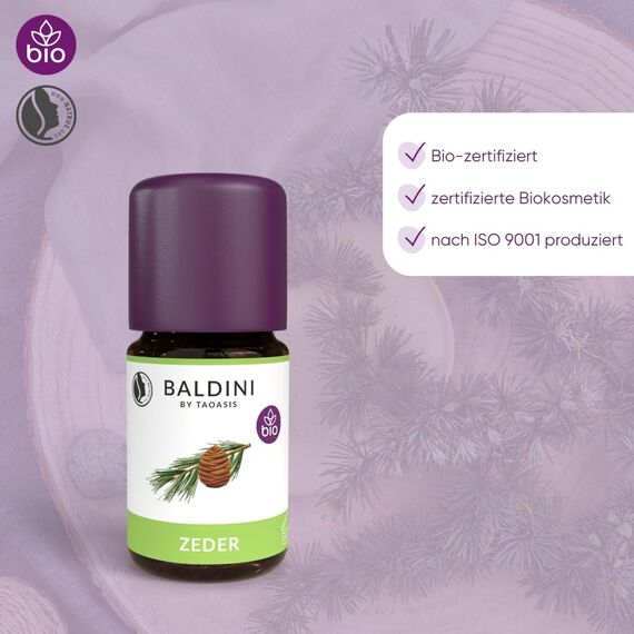 Baldini Zederöl Bio – 100 % naturreines ätherisches Öl aus Cedrus atlantica – demeter-zertifiziert – beruhigend & stärkend – 5 ml