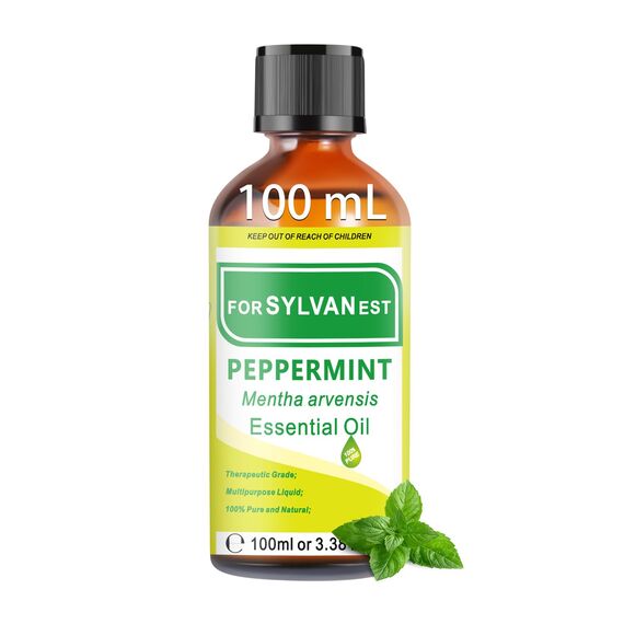FORSYLVANEST Pfefferminzöl ätherisches Öl 100ML Natürliche Öle Aromatherapieöl Geeignet für Luftbefeuchter, Aromatherapie, SPA-Massagen, Haut- und Haarpflege, Bäder und Kerzen DIY (Pfefferminzöl)