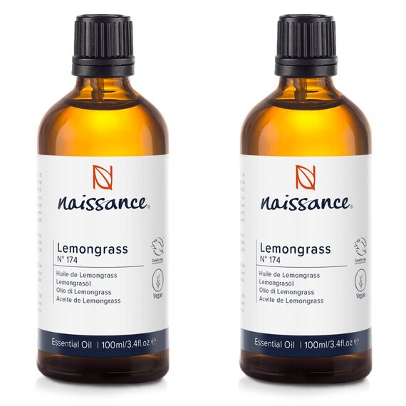 Naissance Lemongras Flexuosus Ätherisches Öl (Nr. 174) 200ml (2x100ml) - 100% Naturreines Lemongrasöl für Naturkosmetik, Aromatherapie, Duftlampe - Duftöl für Aroma Diffuser