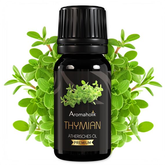 Aromaholik Thymianöl BIO 100% naturrein – Ätherische Öle für Diffuser & Aroma Diffuser – Zertifiziertes ätherisches Öl aus Indien – Thyme Essential Oils 10ml für Sauna & Massage