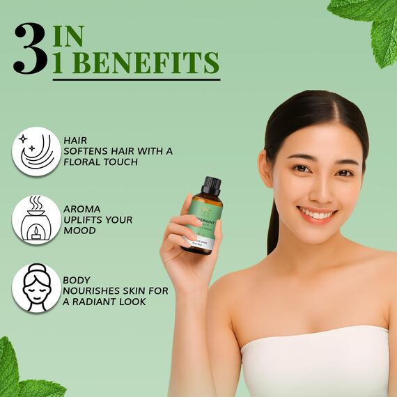 AVD ORGANICS Ätherisches Pfefferminzöl 30 ml | 100% reines und unverdünntes Mentha Piperita Öl | für Diffusor, Aromatherapie & Raumduft – 1 fl oz