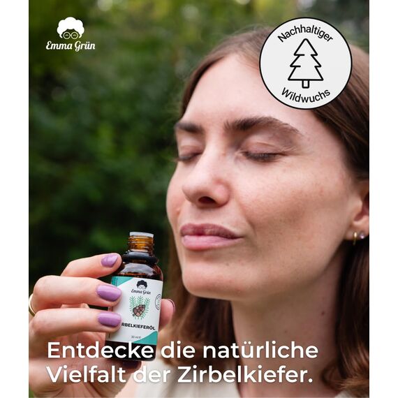 Emma Grün® Bio Zirbenöl [100% NATURREIN] - Echtes Zirbelkiefer Öl 3x 30ml aus Alpen Wildwuchs - WILDE ERNTE - Naturreines Ätherisches Öl - Waldiges Zirbenöl für Diffusor, Zirbenspäne & Sauna