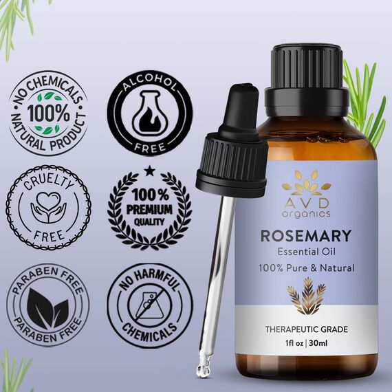AVD ORGANICS Rosmarinöl haare – 100% reines und natürliches rosemary oil in therapeutischer Qualität | für Haare, Haut und Entspannung, – 1 fl. Unze