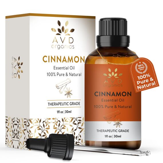 AVD ORGANICS zimtöl für die haut | (100% rein und natürlich zimtöl ätherisch | perfekt für Aromatherapie, Entspannung und mehr | 1 fl. Unze