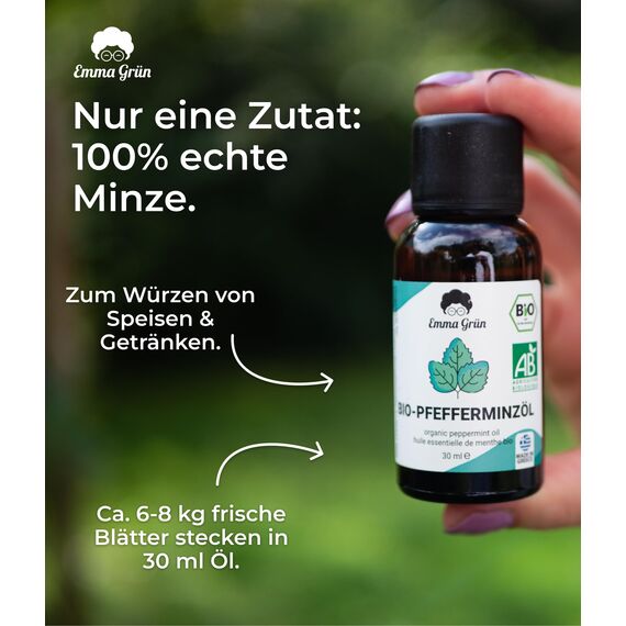Emma Grün® Bio Pfefferminzöl Ätherisches Öl [100% NATURREIN] - Peppermint Oil 3x 30ml - Zertifiziertes Lebensmittel - Ätherische Öle Naturrein - Essential Oils Ätherisches Öl aus Griechenland