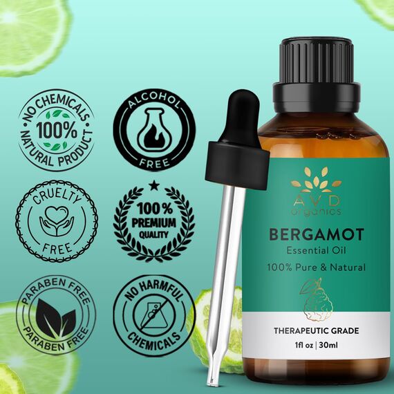 AVD ORGANICS Ätherisches Bergamottenöl 30 ml | 100% reine therapeutische Qualität für Aromatherapie Diffusoren Raumdüfte Seifen| und Kerzenherstellung. 1 fl. oz. oz. oz.