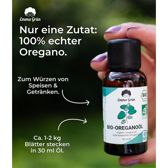Emma Grün® Bio Oregano [100% Naturrein] - Oregano Oil mit +82% Carvacrol - Zertifiziertes Lebensmittel - Oreganoöl Bio 3x 30ml - Ätherisches Öl Hochdosiert aus Griechenland - Öl Ätherische Öle
