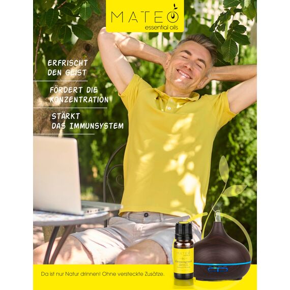 MateoEssentialsOils - 100% Reines und natürlich Zitronengrasöl (Lemongrasöl) – Natürlich & Belebend – Ideal für Aromatherapie, Diffuser, Massage, DIY-Kosmetik – Zitronengras - 10 ml.
