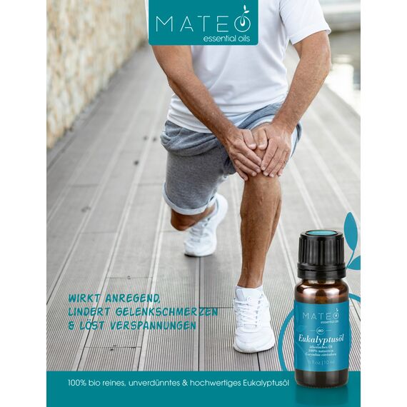 MateoEssentialOils – 100% Reines Eukalyptusöl – Natürlich & Erfrischend – Ideal für Aromatherapie, Raumduft, Hautpflege & Diffuser – Eukalyptus - 10 ml.