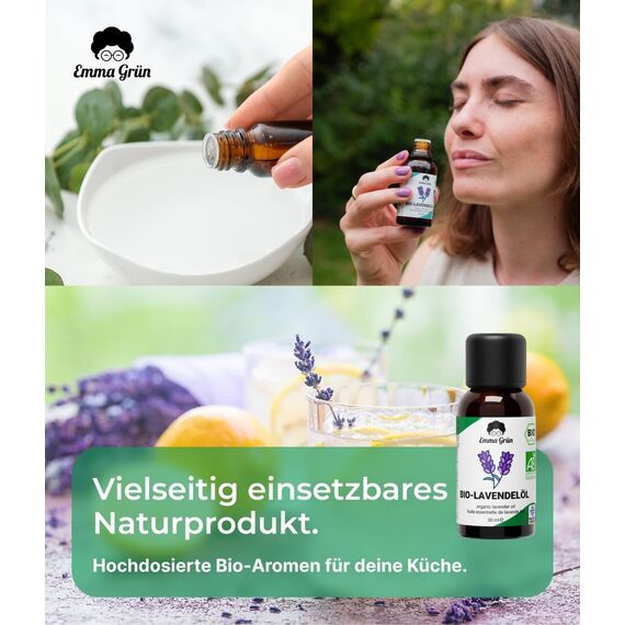 Emma Grün® Bio Lavendelöl Ätherisches Öl [100% Naturrein] - Zertifiziertes Lebensmittel zum Einnehmen - Ätherisches Lavendel Öl Bio - Lavender Essential Oil 3x 30ml - Ätherische Öle Naturrein