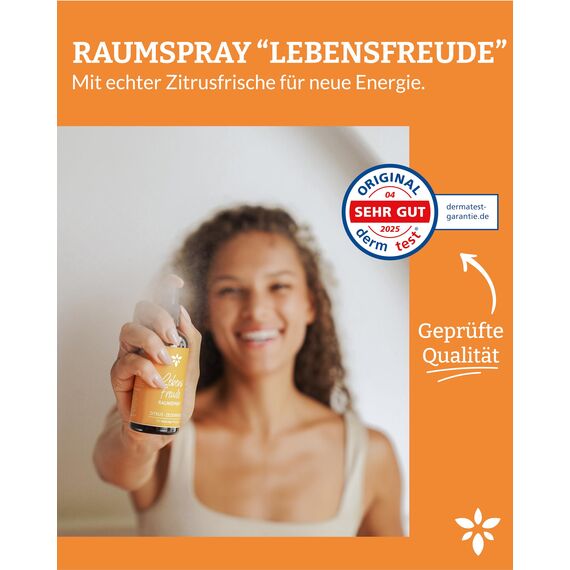 Heldengrün® Raumspray Zitrone "Lebensfreude" [ECHTE BIO-ÖLE] Dermatologisch getestet - Bio Raumduft für lebendige Frische - Textil Duftspray mit Zitrus & Zedernholz - 3 x 100 ml