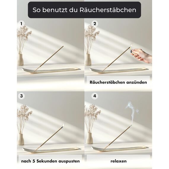 Räucherstäbchen Lavendel – 100 Incense Sticks – Lavendel-Duft für Entspannung, Meditation, Yoga, Schlaf & Rauhnächte – naturrein & natürlich – Geschenkset