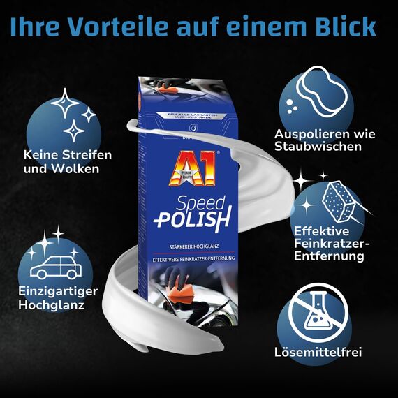 Dr. Wack – A1 Speed Polish – NEUE FORMEL 500 ml I Premium Auto-Politur mit Carnauba-Wachs I Noch besserer Schutz & Glanz I Für alle Lacke geeignet I Hochwertige Autopflege – Made in Germany