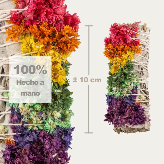 MUT22 3 Weißer Salbei + 7 Chakren Premium Kalifornischer, 100% natürlich und reinigend, ideal für spirituelle und energetische Rituale Liés Salvia Apiana Blanc