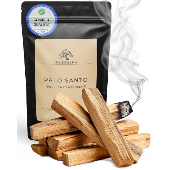Incensera Palo Santo Räucherholz - 8 Duftholz Sticks 10 cm für Ausräuchern Wohnung, Natürliches Heiliges Holz aus nachhaltiger Ernte, Aromatherapie