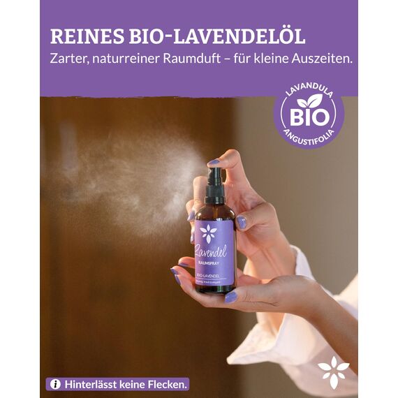Heldengrün® Lavendelspray Gute Nacht [Bio-LAVENDELÖL] Dermatologisch getestet - Lavendelspray für Kopfkissen - Blumig & frisch - Lavendel Kissenspray & Raumspray - 2 x 100 ml